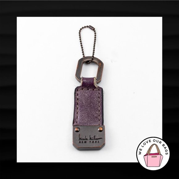 Nicole Miller Handbags - NICOLE MILLER PURPLE LEATHER GUNMETAL GRAY METAL KEY FOB BAG CHARM KEYCHAIN TAG